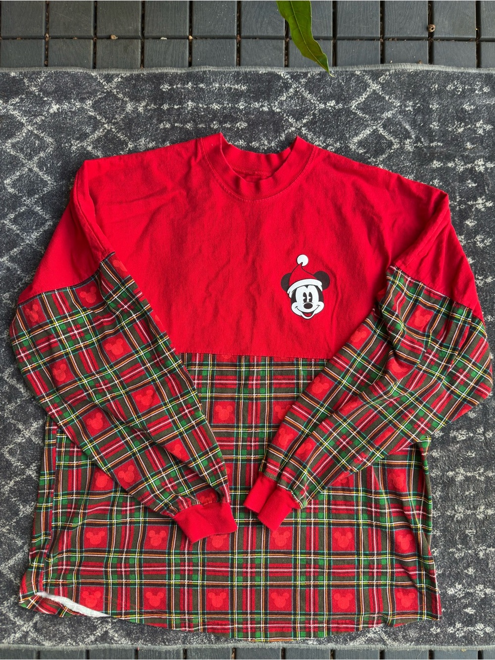 Red Mickey Mouse Holiday Plaid Spirit Jersey